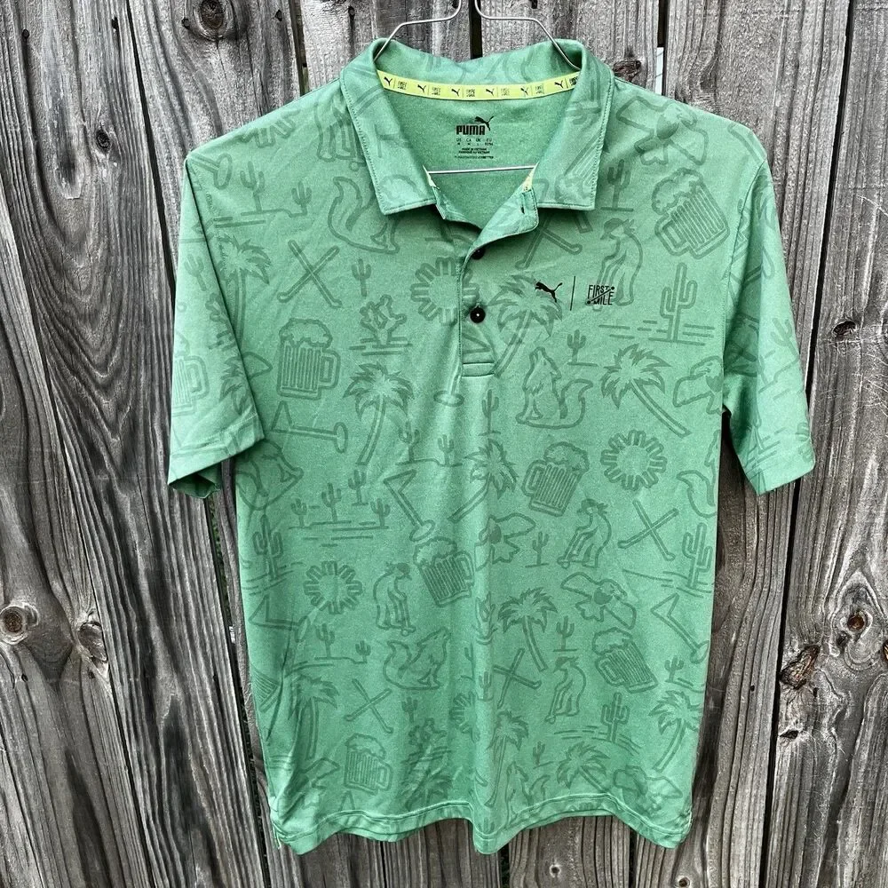 Puma X First Mile Golf Polo Mens Medium Green Desert Southwestern Performance